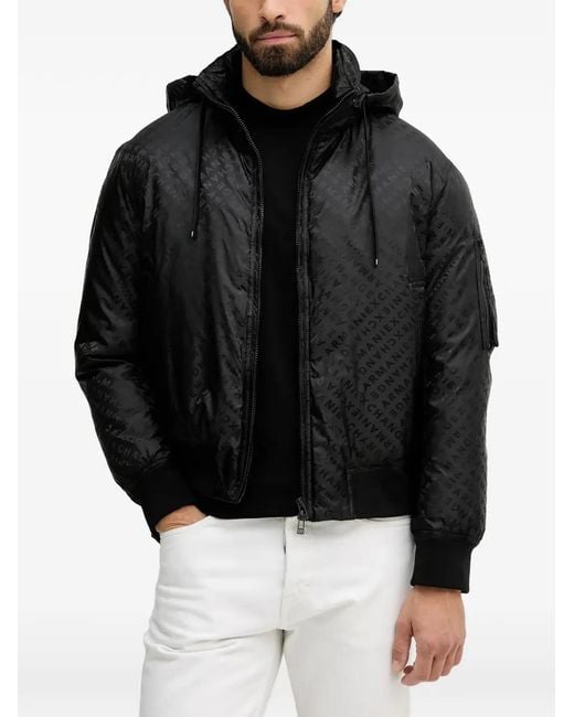 ARMANI EXCHANGE Black Logo-Print Padded Jacket for men