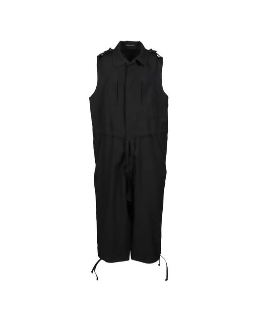 Yohji Yamamoto Black Epaulette-Detail Wool Jumpsuit for men