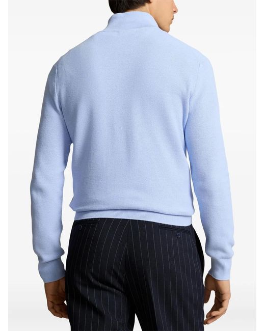 Polo Ralph Lauren Blue Quarter-Zip Sweater for men