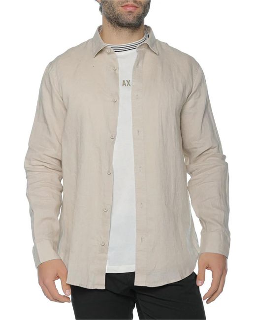 ARMANI EXCHANGE Natural Logo-Embroidered Shirt for men