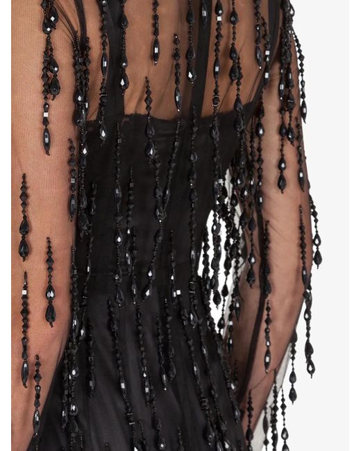Dolce & Gabbana White Bead-Embellished Fringed Sheath Dress