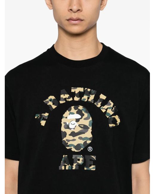 A Bathing Ape Black 1St Camo College T-Shirt for men