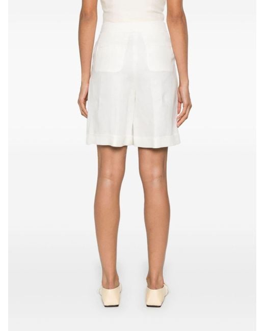 Peserico White Linen Tailored Shorts