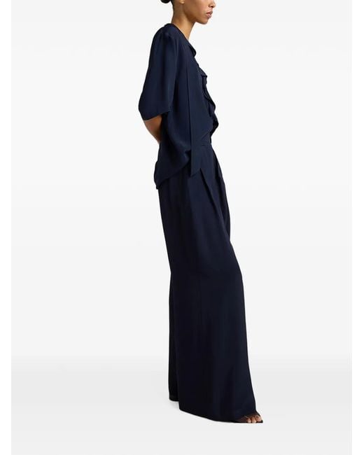 Momoní Blue Aspen Pleated Palazzo Pants