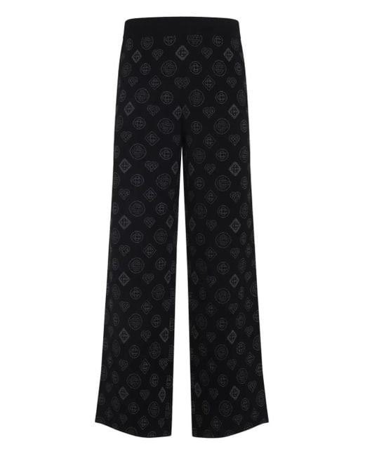 Casablanca Black Logo-Pattern Knitted Trousers for men