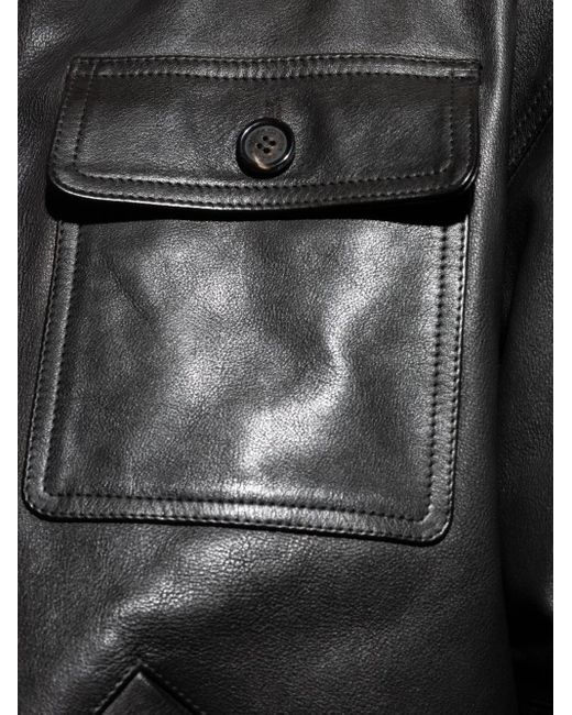 DSquared² Black Leather Bomber Jacket for men