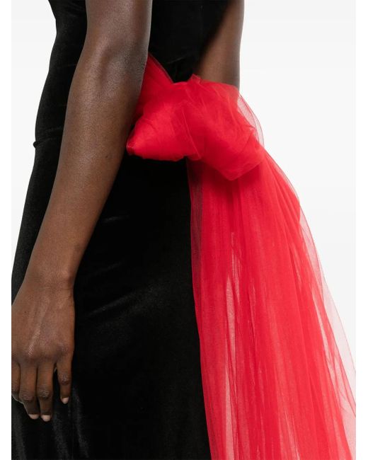Atu Body Couture Black Bow-Detail Velvet Gown