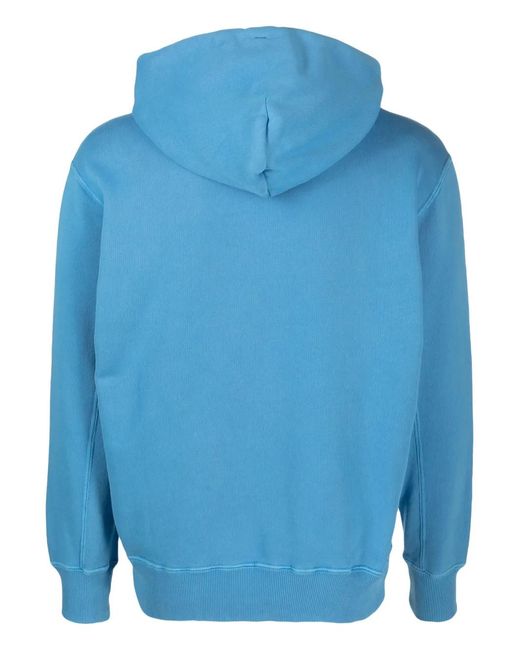 Autry Blue Logo-Patch Cotton Drawstring Hoodie for men