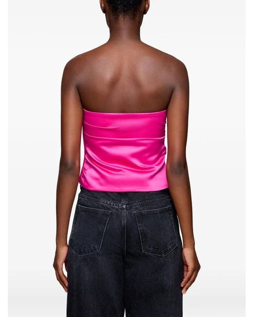 Ganni Pink Ruched Bandeau Top