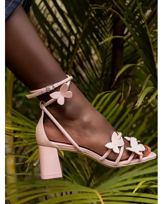 Sophia Webster Pink 60Mm Butterfly Block Heel Vanessa Mid Sandals