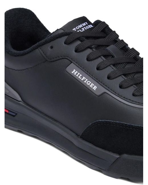Tommy Hilfiger Blue Logo-Plaque Lace-Up Low-Top Sneakers for men
