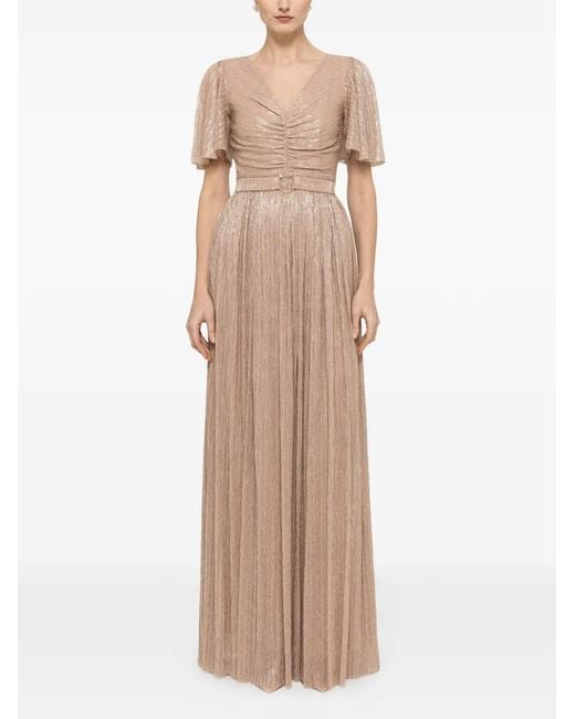 Nissa Natural Sequin-Applique Maxi Dress
