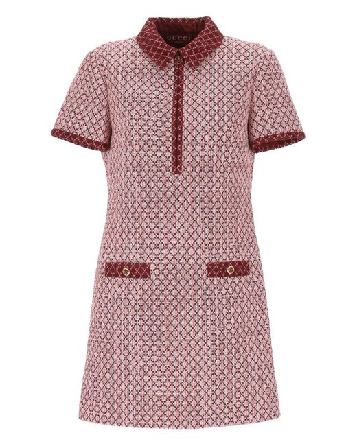 Gucci Pink Diamond-Patterned Mini Dress