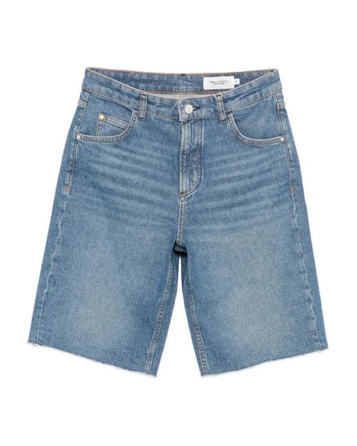 Marc O' Polo Blue Frayed-Hem Denim Shorts