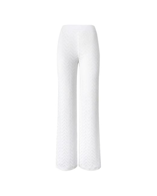 Missoni White Chevron-Pattern Trousers