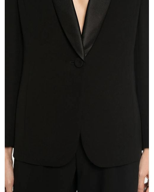 Giorgio Armani Black Satin-Lapel Single-Breasted Jacket