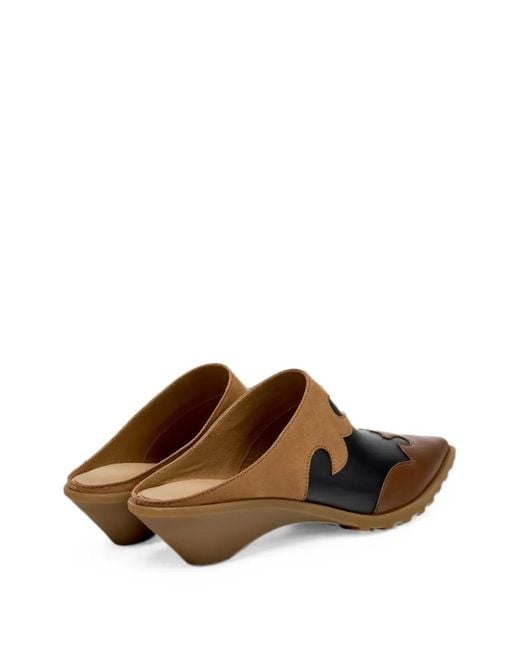Camper Brown Anita Panelled Leather Mules