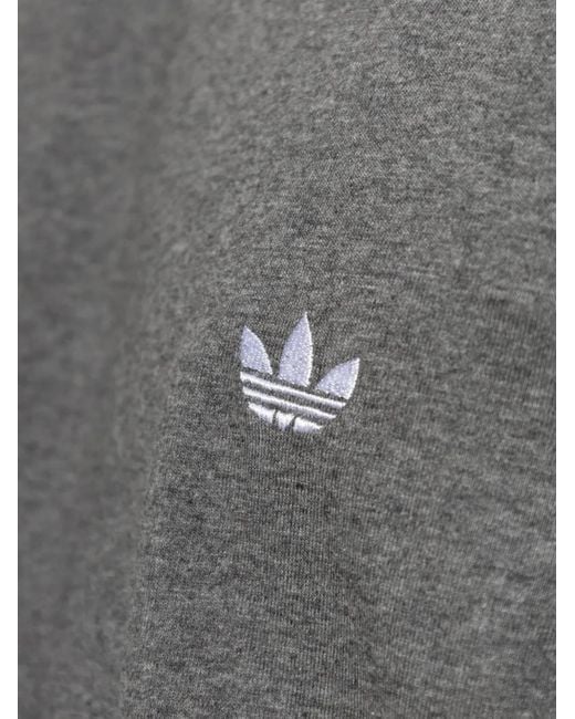 Adidas Gray Logo-Embroidered T-Shirt for men