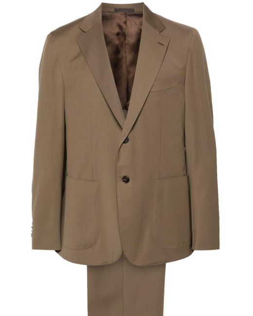 Caruso Brown Notched-lapels Single-breasted Suit for men