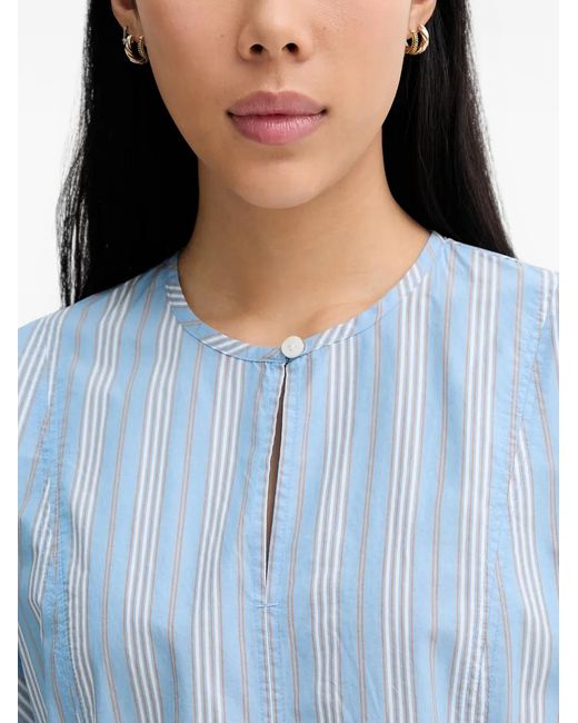 Marc O' Polo Blue Striped Short-Sleeve Cotton Mini Dress