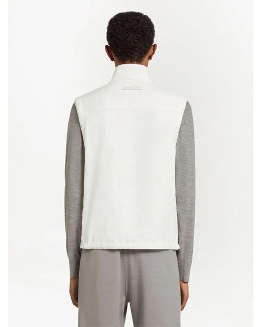 Zegna White Reversible Zip-Up Vest for men