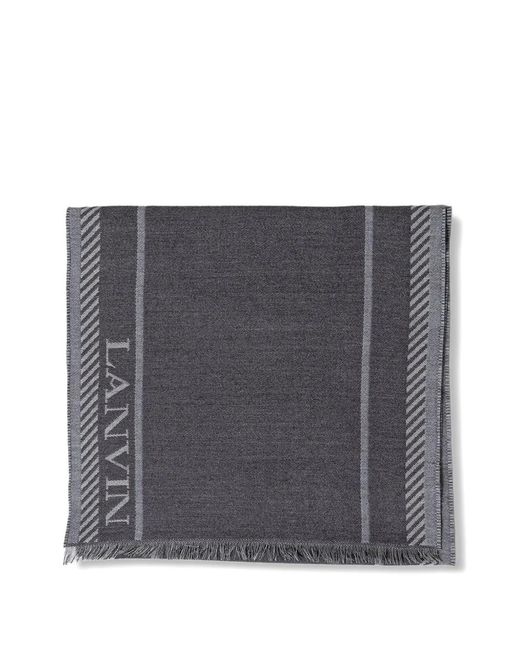 Lanvin Gray Logo Stripe Scarf