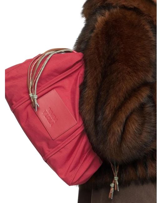Bimba Y Lola Red Logo-Patch Drawstring Tote Bag