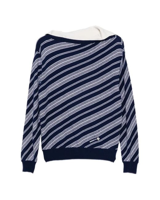 ShuShu/Tong Blue Stripe-Pattern Sweater