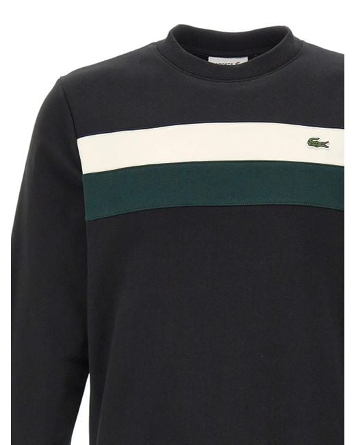 Felpa A Girocollo Con Design Color-Block di Lacoste in Black da Uomo