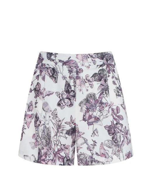L'Agence White Sylie Butterfly-Print Shorts