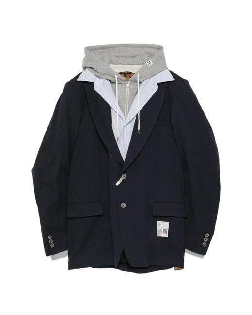 Maison Mihara Yasuhiro Blue Wool Layered Jacket for men