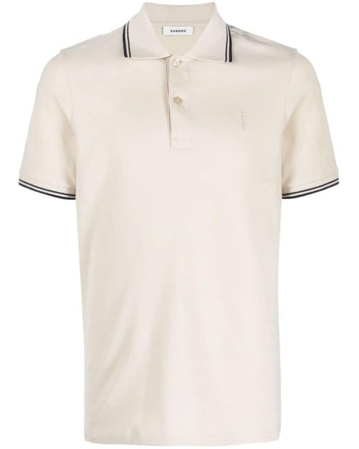 Sandro Natural Logo-embroidered Piqué Polo Shirt for men