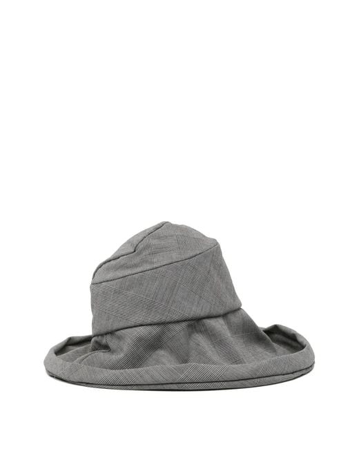 Junya Watanabe Gray Plaid Fedora Hat