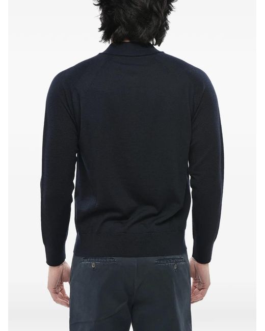 Paolo Pecora Blue Half-Zip Wool Sweater for men