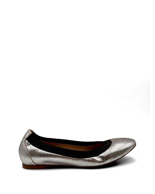 Guglielmo Rotta White Crinkled Ballet Flats
