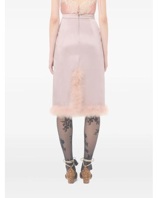 Valentino Garavani Pink Satin Skirt With Feathers