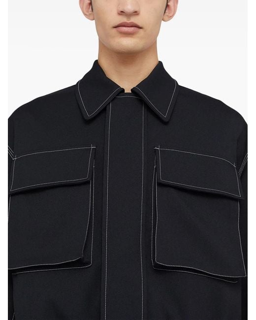 Jil Sander Blue Concealed Fastening Shirt Jacket for men
