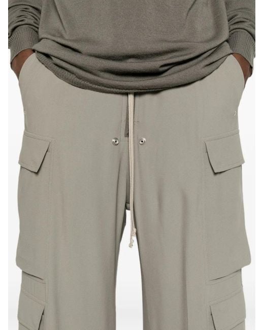 Rick Owens Gray Cargobelas Drawstring-Waist Wide-Leg Cargo Pants for men