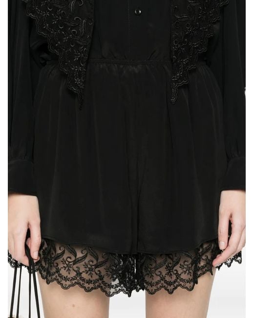 Simone Rocha Black Lace-Trim Mini Shorts