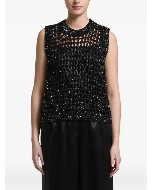 Peserico Black Sequin-Embellished Vest