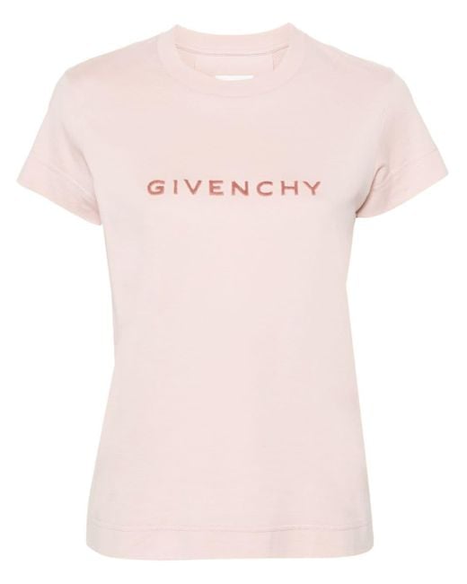 Givenchy Pink Flocked-Logo T-Shirt