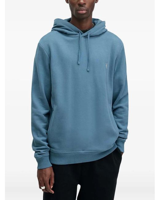 AllSaints Blue Raven Logo-Embroidered Hoodie for men