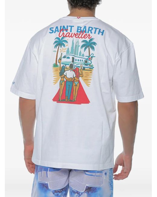 Mc2 Saint Barth White Graphic-Print T-Shirt for men