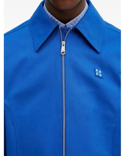 Adererror Blue Logo-Patch Zip-Up Bomber Jacket for men