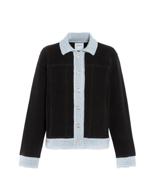 Barrie Black Suede-Effect Denim Jacket