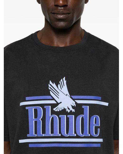 Rhude Black Medium-Weight Cotton Crew Neck T-Shirt for men
