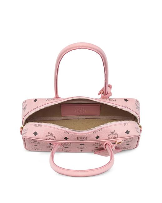 MCM Pink Aren Visetos Shoulder Bag