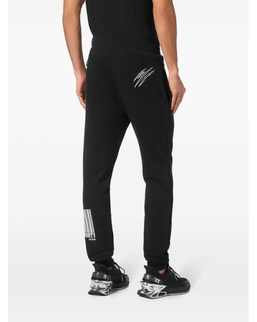 Philipp Plein Black Barcode Jogging Trousers for men