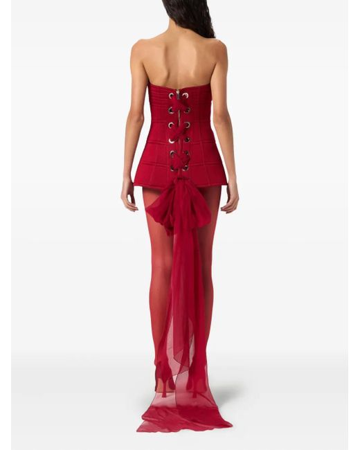 Blumarine ストラップレス ミニドレス Red