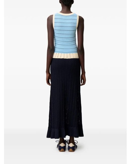 Claudie Pierlot Blue Striped Peplum Tank Top
